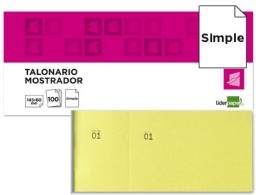 Talonario Liderpapel Mostrador 60x145mm. amarillo con matriz
